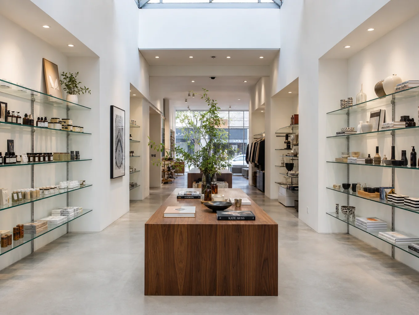 Bright retail store interior with polished floors